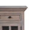 24" Gray Solid Wood And Glass Distressed Two Drawer Nightstand