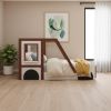 Mahogany and White Wood Twin Race Car Playhouse Bed Frame