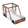 Mahogany and White Wood Twin Race Car Playhouse Bed Frame