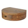 16" Brown Solid Wood Round One Drawer Floating Nightstand