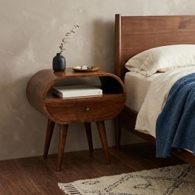 24" Chestnut Solid Wood Oval One Drawer Nightstand