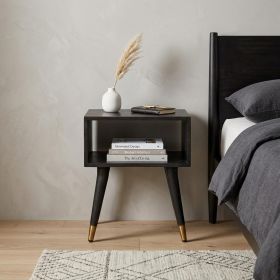 21" Black Solid Wood Nightstand