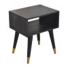 21" Black Solid Wood Nightstand