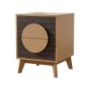 Set of Two 21" Oak And Dark Brown Solid Wood Square Two Drawer Nightstands