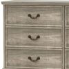 47" Light Gray Carved Geometric Wood Six Drawer Double Dresser