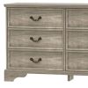 47" Light Gray Carved Geometric Wood Six Drawer Double Dresser