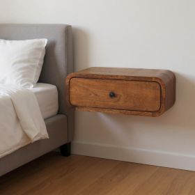 18" Chestnut Solid Wood Distressed One Drawer Floating Nightstand