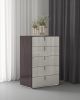 31" Chestnut And Light Gray Wood Five Drawer Dresser