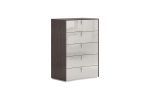31" Chestnut And Light Gray Wood Five Drawer Dresser