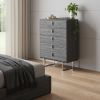38" Gray Wood Five Drawer Dresser
