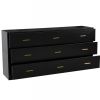63" Black Wood Nine Drawer Triple Dresser