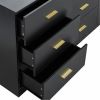 63" Black Wood Nine Drawer Triple Dresser