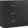63" Black Wood Nine Drawer Triple Dresser