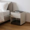 23" Light Gray And Walnut Wood One Drawer Nightstand