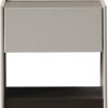 23" Light Gray And Walnut Wood One Drawer Nightstand