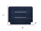 21" Sapphire Blue Wood Two Drawer Nightstand