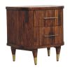 22" Chestnut Solid Wood Round Ribbed Texture Two Drawer Nightstand