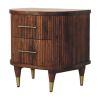 22" Chestnut Solid Wood Round Ribbed Texture Two Drawer Nightstand