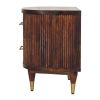 22" Chestnut Solid Wood Round Ribbed Texture Two Drawer Nightstand