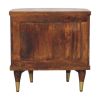 22" Chestnut Solid Wood Round Ribbed Texture Two Drawer Nightstand