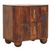 21" Chestnut Solid Wood Ribbed Texture Two Drawer Nightstand