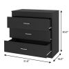 31" Black Wood Three Drawer Dresser