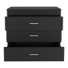 31" Black Wood Three Drawer Dresser
