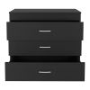 31" Black Wood Three Drawer Dresser