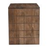 22" Walnut Wood Carved Geometric Two Drawer Nightstand