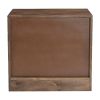 22" Walnut Wood Carved Geometric Two Drawer Nightstand