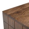 22" Walnut Wood Carved Geometric Two Drawer Nightstand