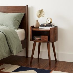 22" Chestnut Solid Wood Round Nightstand