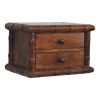 17" Chestnut Solid Wood Spindle Two Drawer Floating Nightstand