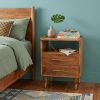 24" Brown Solid Wood Two Drawer Nightstand