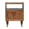 24" Brown Solid Wood Two Drawer Nightstand
