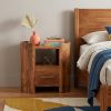 20" Golden Brown Solid Wood One Drawer Nightstand