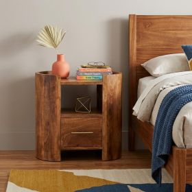 20" Golden Brown Solid Wood One Drawer Nightstand