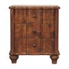25" Chestnut Solid Wood Three Drawer Nightstand