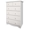 32" White Solid Wood Six Drawer Dresser