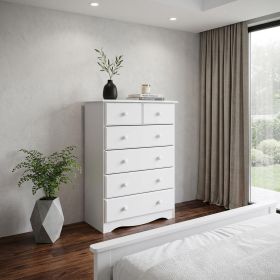 32" White Solid Wood Six Drawer Dresser
