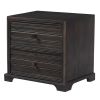 24" Umber Solid Wood Distressed Carved Geometric Two Drawer Nightstand
