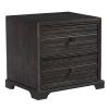 24" Umber Solid Wood Distressed Carved Geometric Two Drawer Nightstand