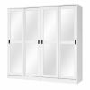 72" White Solid Wood Mirrored Five Door Combo Dresser
