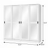 72" White Solid Wood Mirrored Five Door Combo Dresser