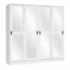 72" White Solid Wood Mirrored Five Door Combo Dresser