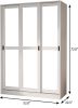 72" White Solid Wood Mirrored Three Door Combo Dresser