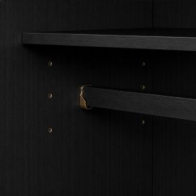 72" Black Solid Wood Mirrored Two Door Combo Dresser