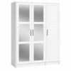 72" Black Solid Wood Mirrored Three Door Combo Dresser