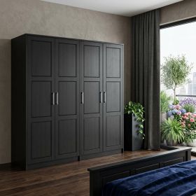 72" Black Solid Wood Five Door Combo Dresser
