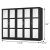 72" Black Solid Wood Mirrored Six Door Combo Dresser